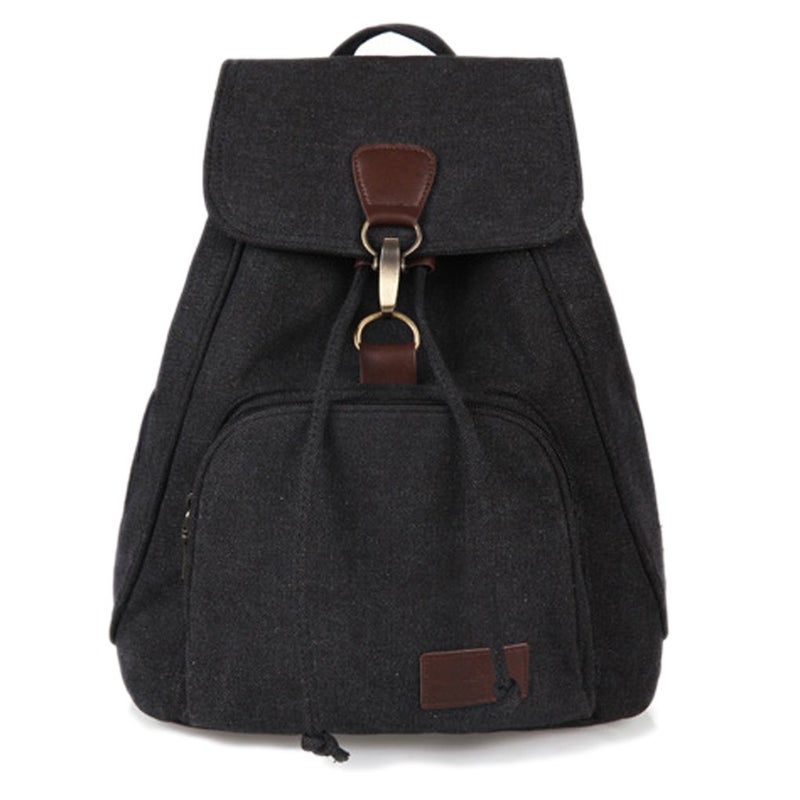 WITERY Backpack Purse for Women- Casual Daypack Small Canvas Backpack with Flap Drawstring, Ladies Multi-Pocket College Bookbag Shoulder Bag Travel Bag for Work Daily Trip - Image 3